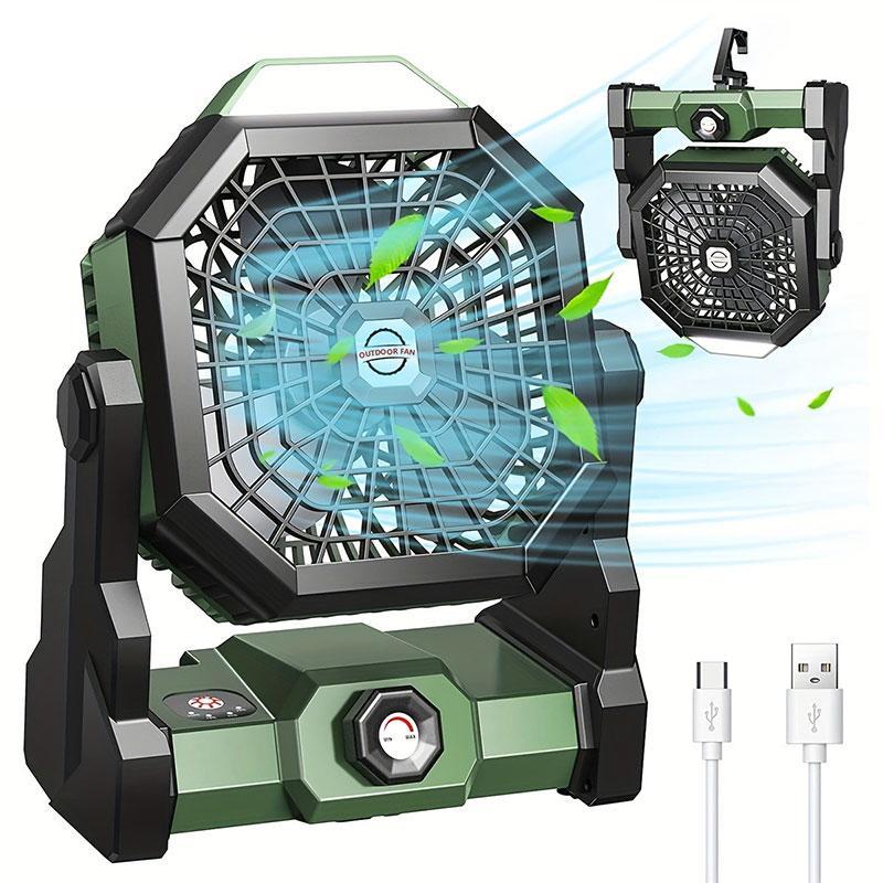 Outdoor Camping Adjustable Fan, Rechargeable Personal Fan with LED Lantern Illumination, Portable 270° Rotation Cooling Fan with Hook for Travel Picnic Fishing Outdoor Camping Adjustable Fan, Rechargeable Personal Fan with LED Lantern Illumination, Portable 270° Rotation Cooling Fan with Hook for Travel Picnic Fishing
