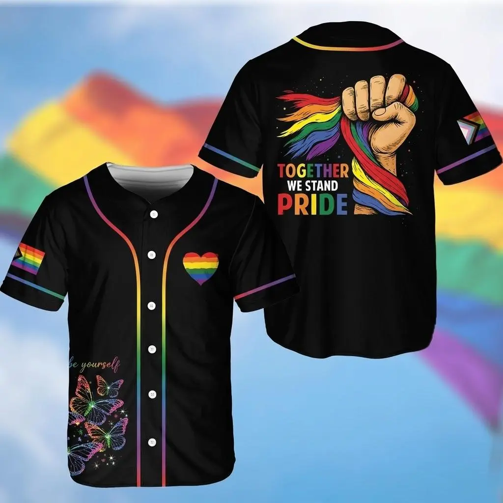 Rainbow Pride Baseball Jersey, LGBTQ Equality Support Team Shirt, Trendy Unisex Sports Fan Jersey Rainbow Pride Baseball Jersey, LGBTQ Equality Support Team Shirt, Trendy Unisex Sports Fan Jersey
