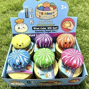 Unisex Rainbow Baozi Slow-Rebound Stress Relief Toy, Pinchable Simulation Xiaolongbao Desktop Decoration, Blind Box Gift