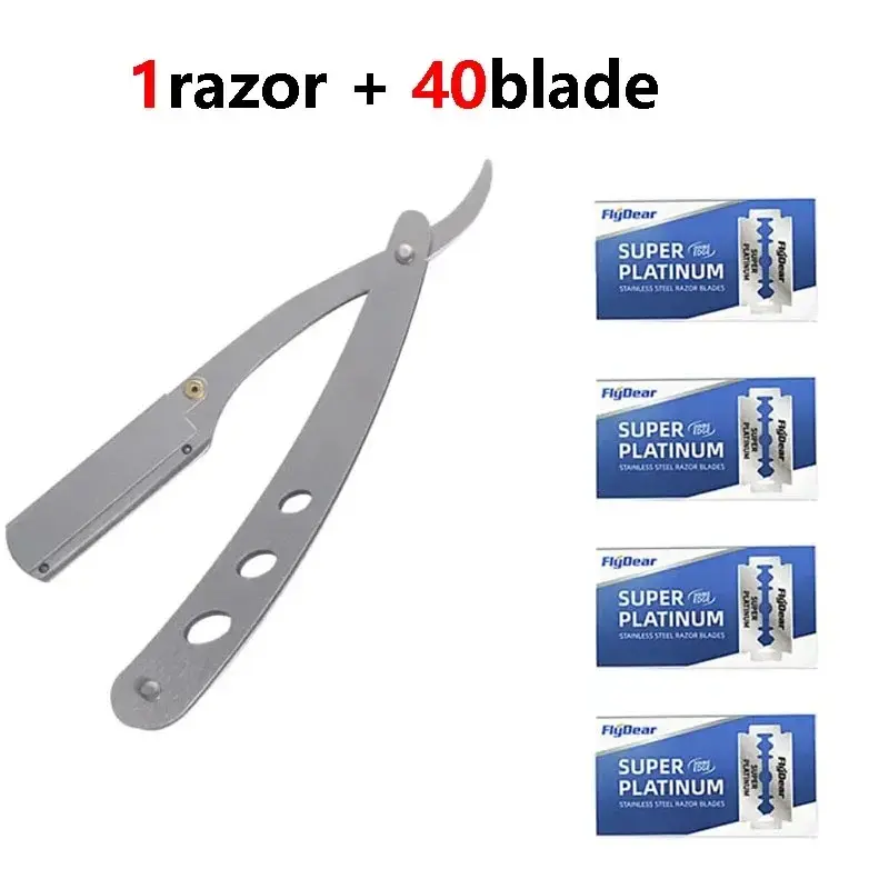 Vintage Razor Kit Portable Stainless Steel Manual Shaver Includes 40 Platinum Stainless Steel Blades Wholesale Beard Styling and Facial Shaving Use