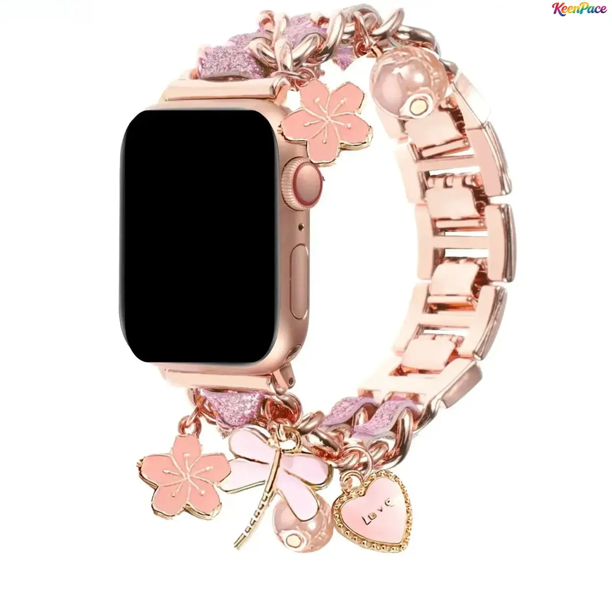 2026 NEW Fashionable Metal Watch Band, Cuban Chain Watch Band with Key Love Pendants, Apple Watch Ultra 3 SE Series 1 To 11 All Dial Sizes, Cute Feminine Wrist Accessory For Daily Dating Wear (Watch Strap Only, No Smartwatch Included)