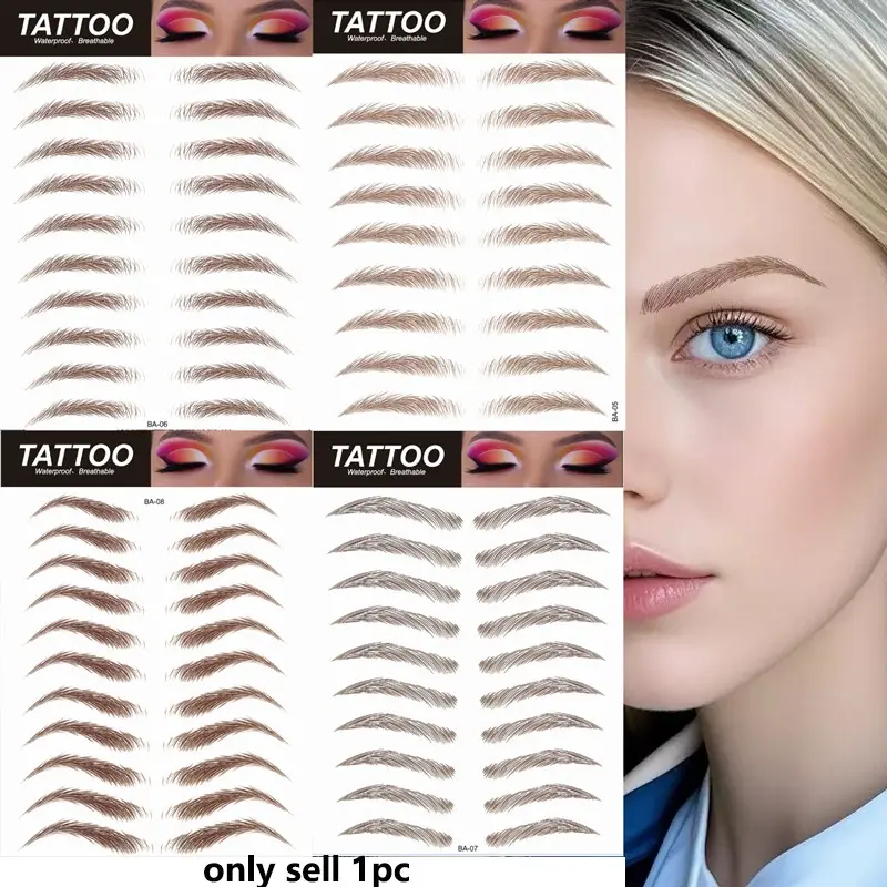Disposable Eco-Friendly Eyebrow Tattoo Stickers, Easy Application and Removal, Perfect for Quick Makeup Touch-Ups, Reusable Design