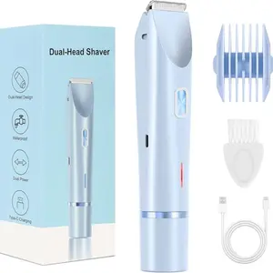 2-in-1 Electric Hair Removal Tool for Women, Dual-Head Body and Facial Shaver, Waterproof Electric Razor for Wet & Dry Use