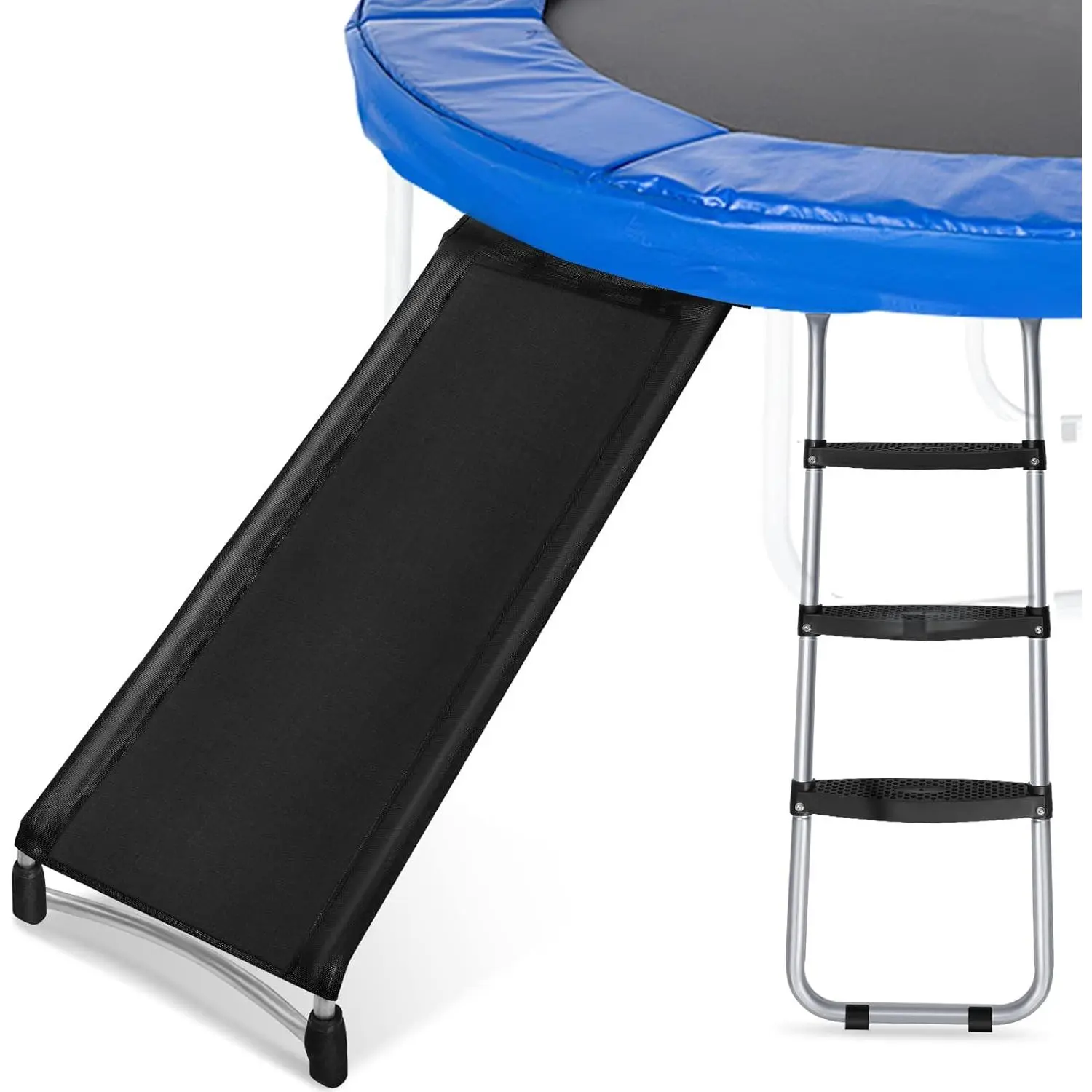 Trampoline Ladder Slide kit, 3 Steps Wide Step Slide Ladder for Trampoline, Trampoline Accessories Include Slide and Ladder, Trampoline Slider for   Climb Up & Slide Down