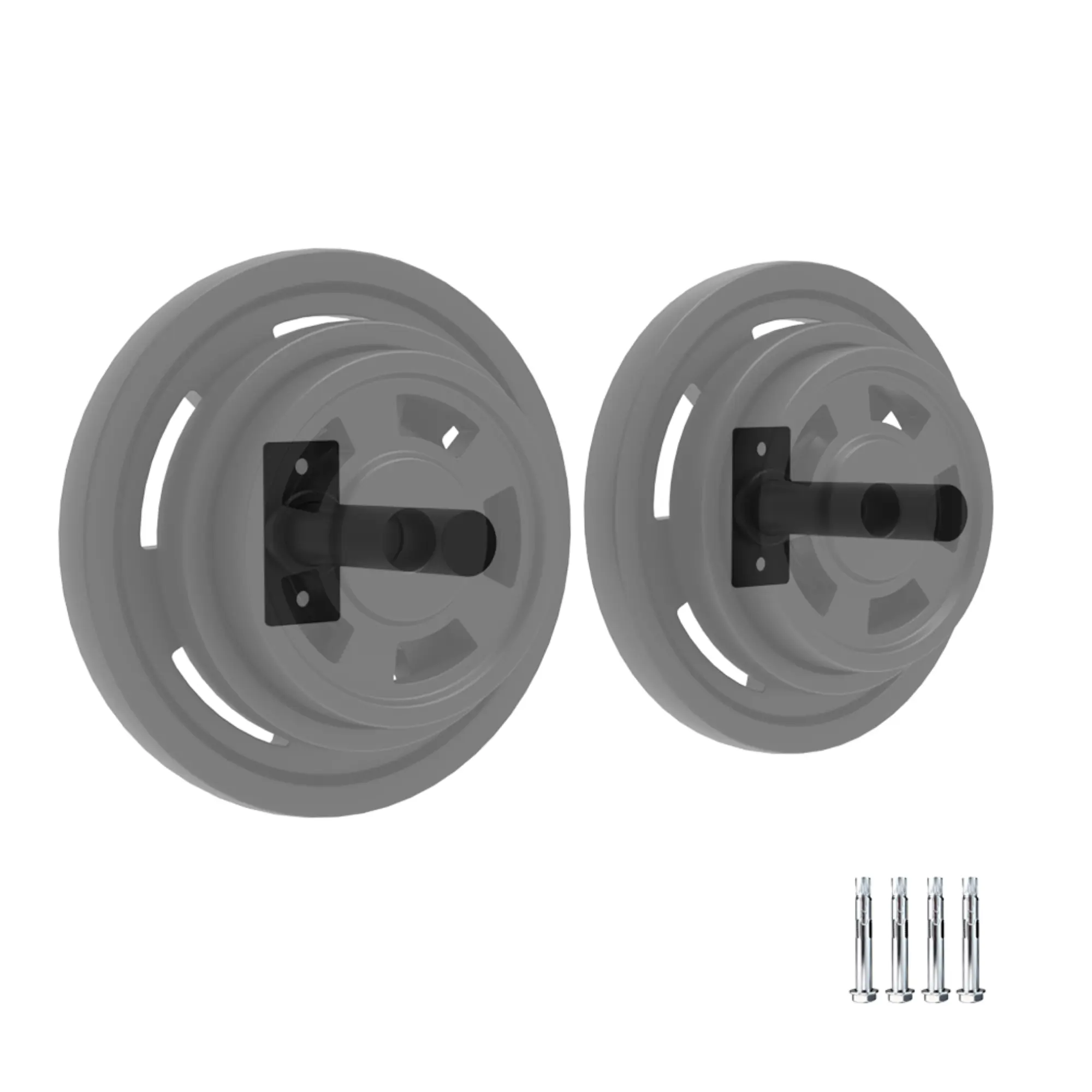 Wall Mounted Weight Plate Holder – Carbon Steel, Black Powder Coat – 1‑Inch & 2‑Inch Pins, 300 lb Capacity per Pin – 4‑Pack to 8‑Pack Kits