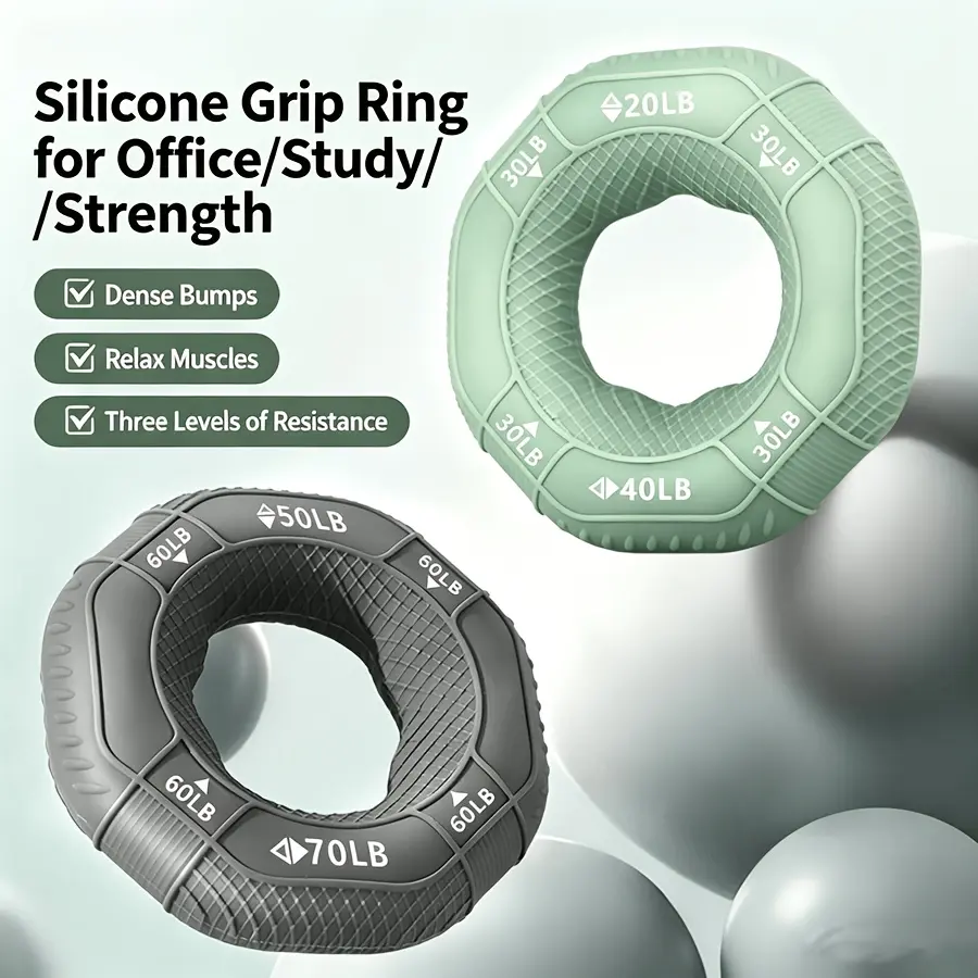 Hexagonal Silicone Hand Grip Rings, Multi-Resistance Finger Strength Trainer for Men, Professional Hand & Wrist Muscle Workout Equipment, 3 Levels Resistance Hand Grippers for Gym Forearm Training