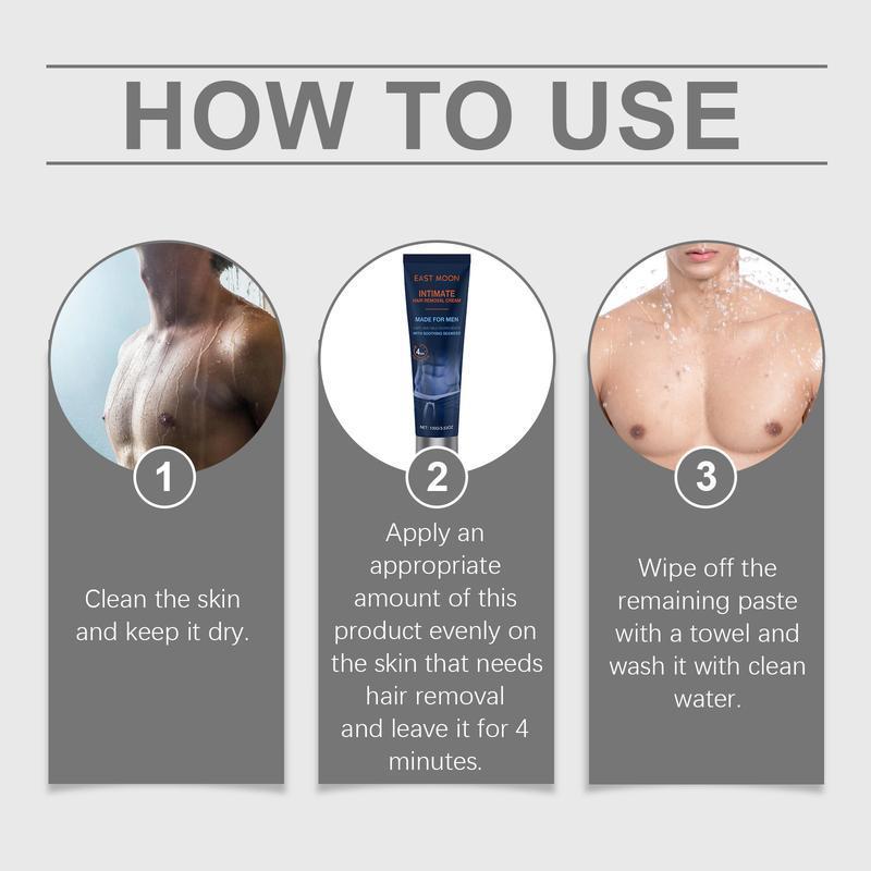 East Moon Intimate Hair Removal Cream for Men Full Body Use Gentle Effective Moisturizing Nourishing No Irritation Quick Results