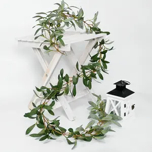 1pc, Luxuriant Olive Garland With Fruit, Handcraft Olive Vine, Perfect For Mantel, Entrance Decor, Wedding Party, Festive Home Decor, Spring and Summer Decor