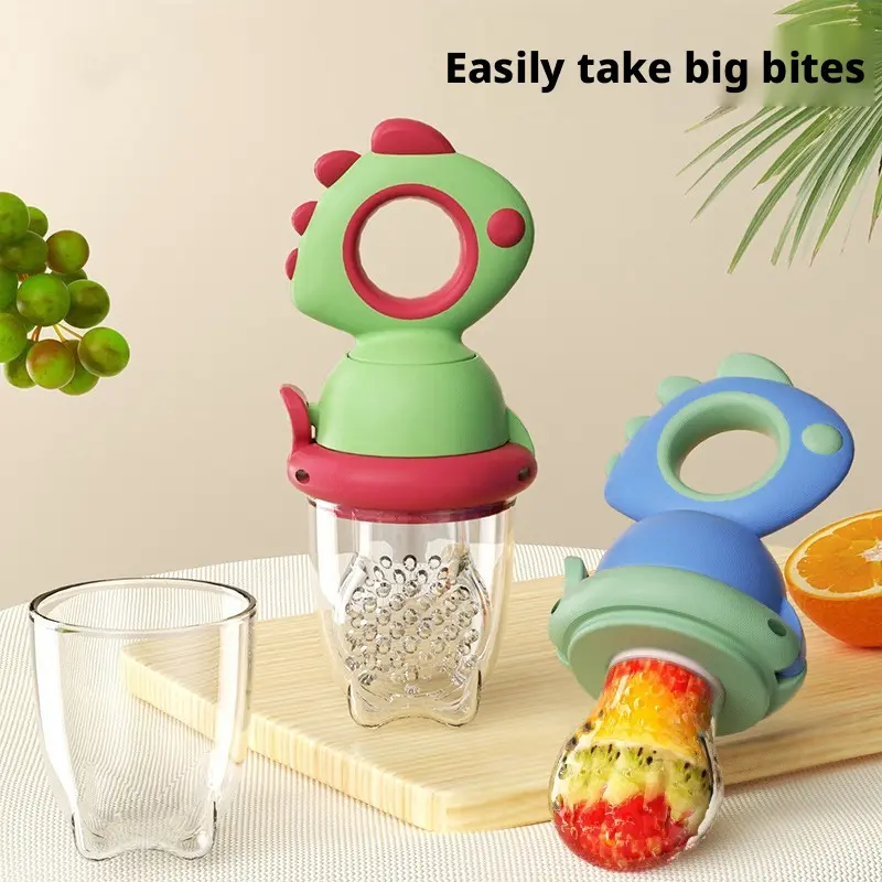 Silicone Fruit Teether, 1 Piece, Rotatable and Press-Type Fruit Feeder, Baby Fruit Feeder Pacifier, Baby Fruit Teether, Baby Food Feeder, Baby Teething Toy, Cute Summer-Themed Design - TikTok Viral Must Have Best Seller