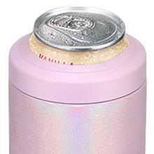 AGS MAXSO Slim Can Cooler, 4-in-1 Double Walled Stainless Steel Insulated Beer Can Holder, Works With All 12 Oz Cans,Bottles & As A Pint Cups - Gradual Pink White