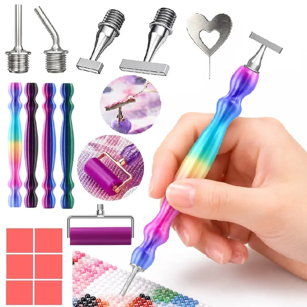 DIY Diamond Painting Brush Set, Ergonomic Design, Includes Bent Tip, Fine Stainless Steel Tips, 5D Diamond Art Tools, Adult Kit