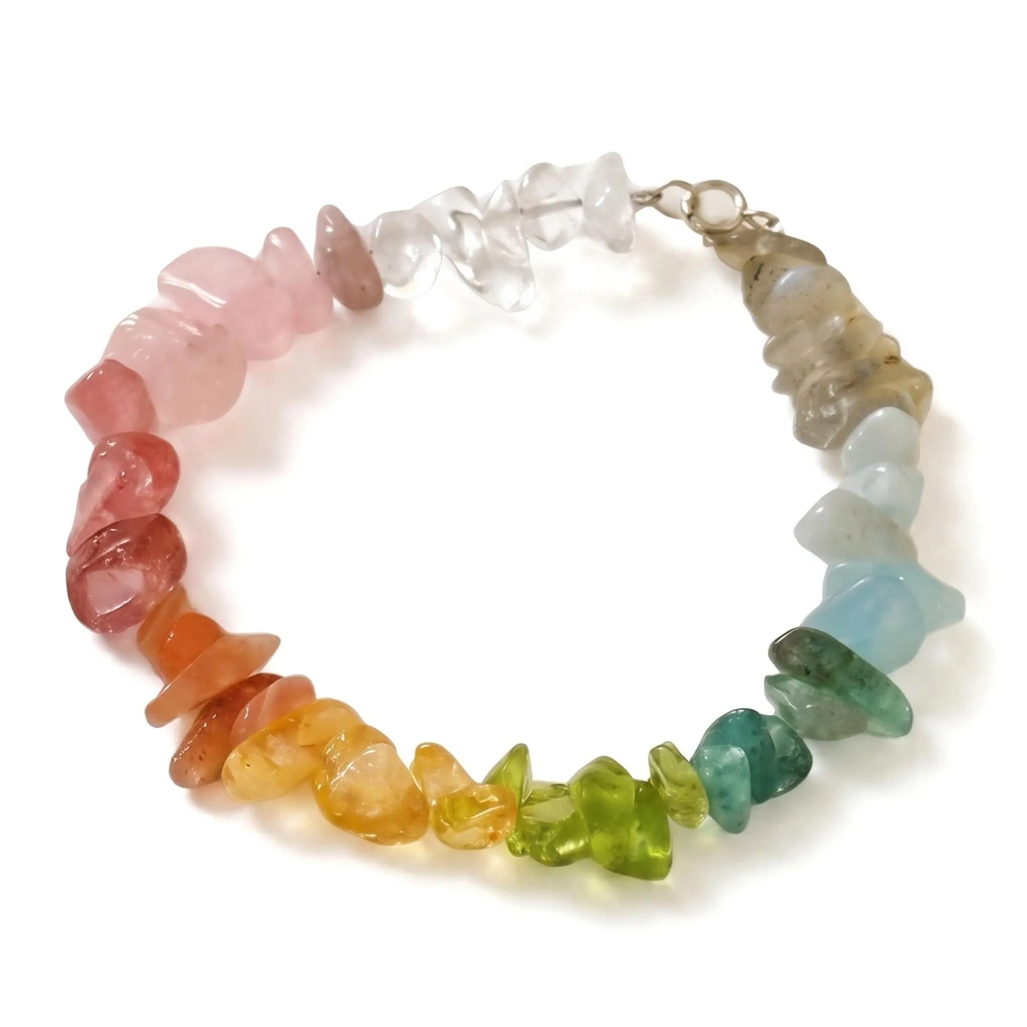 Women's Handmade Macrame Rope Beaded Bracelet - Raw Stone Crystals, Geometric Shape, Rainbow Hues, Unisex All-Season Travel Souvenir Gift