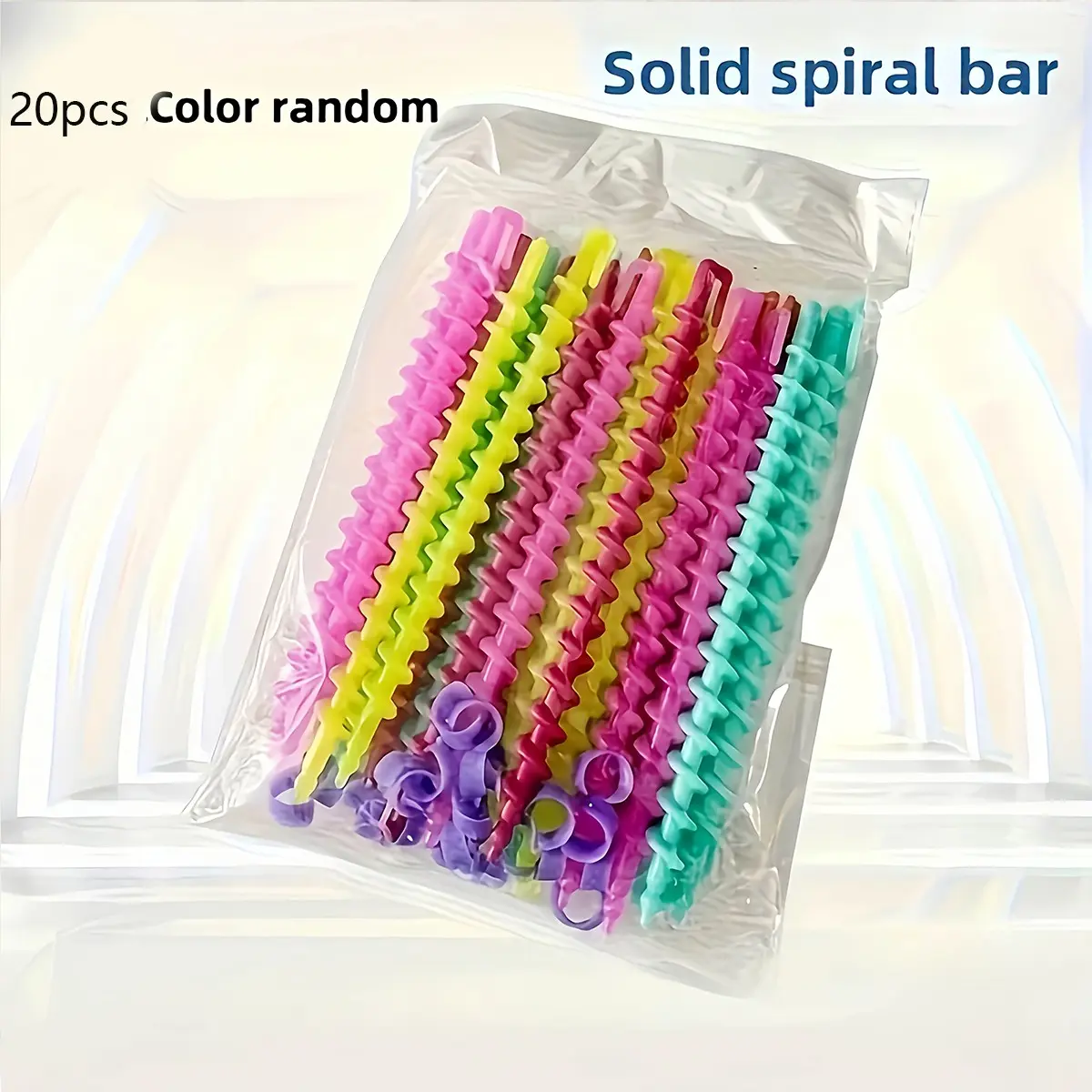 20-Piece Random Color Hair Accessories, Spiral Curlers in, Blue, Home & Salon Use, Easy Wave Styling, Perfect Gift