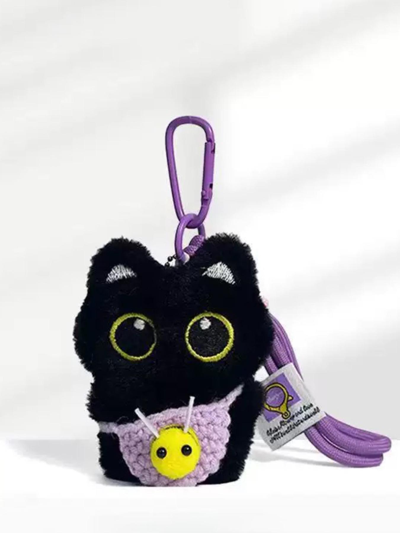 Cute Cat Design Keychain, Punk Style Plush Pendant Keychain for Women & Men, Fashion Accessories for Daily Use, Trendy All-match & Exquisite Keychain for Birthday Gift, Fuzzy Keychain, Stylish Keychain