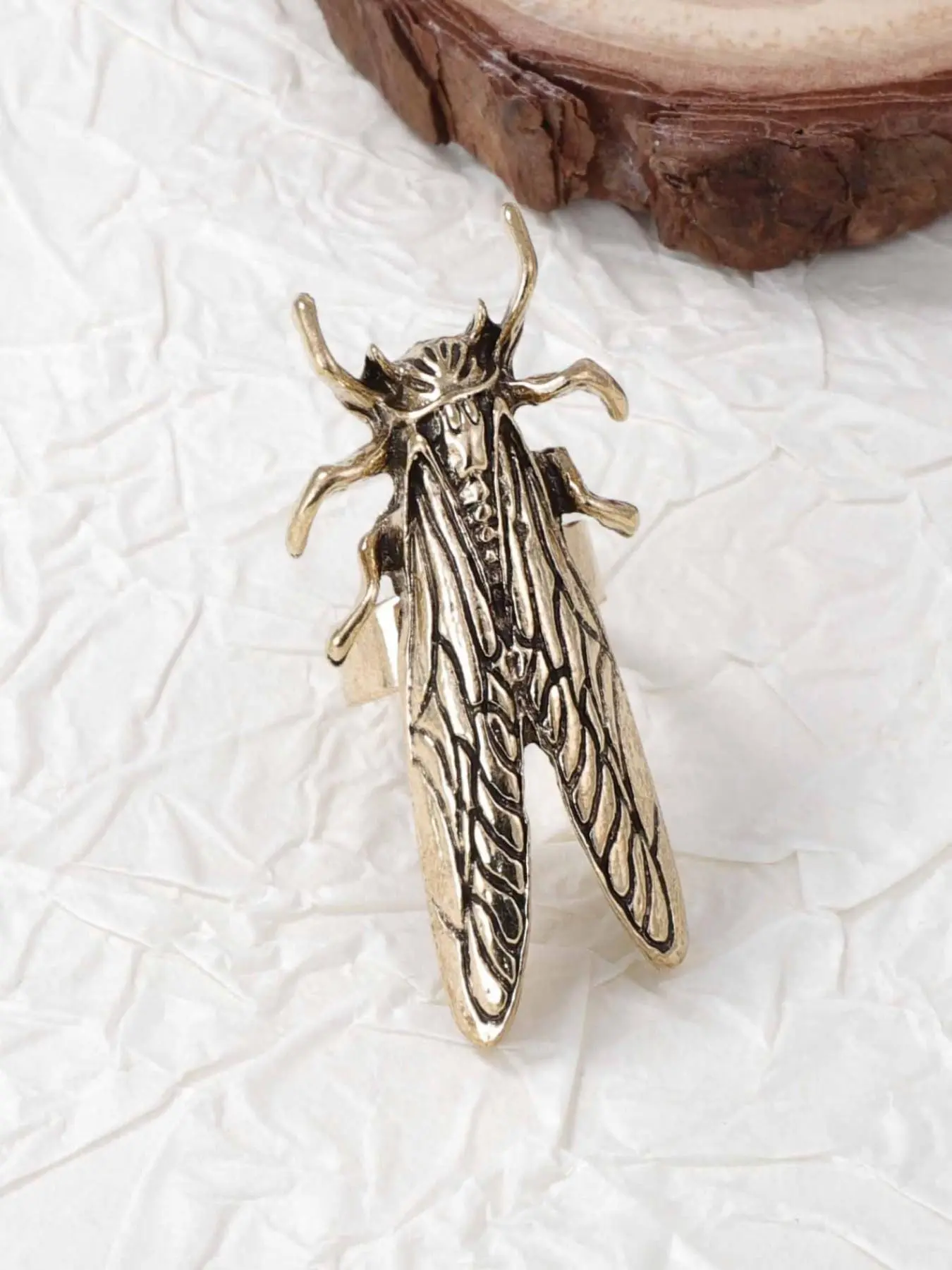Vintage Gold Cicada Ring, Adjustable Street Style Jewelry, Perfect for Halloween/easter, Ideal Gift for Festive Occasions