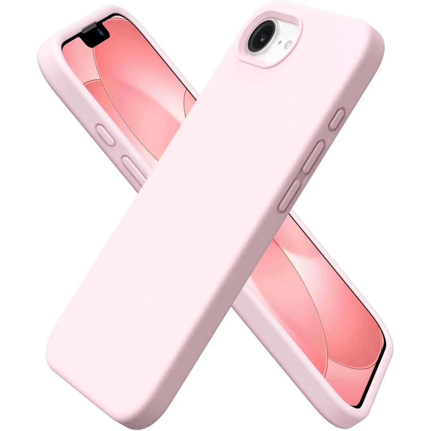 for iPhone 17e Case and for iPhone 16e Case 6.1'', Chalk Pink | Liquid Silicone 4-Layer Full Coverage, Soft Gel Rubber, Shockproof Protective Cover, Non-Slip Grip, Phone Cases for 16e & 17e