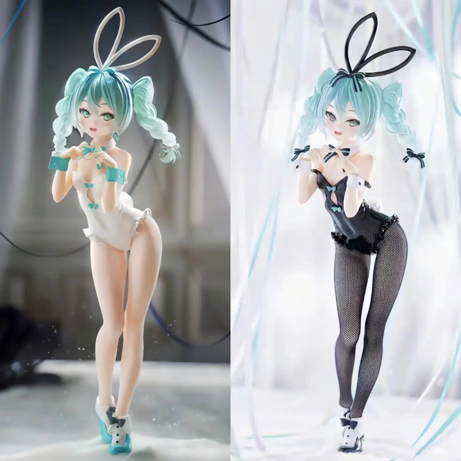 Hatsune Miku Bunny Girl Heart Handmade Figure 28cm, Dual Design, Braided Rabbit Earphone Box Desktop Decoration Gift