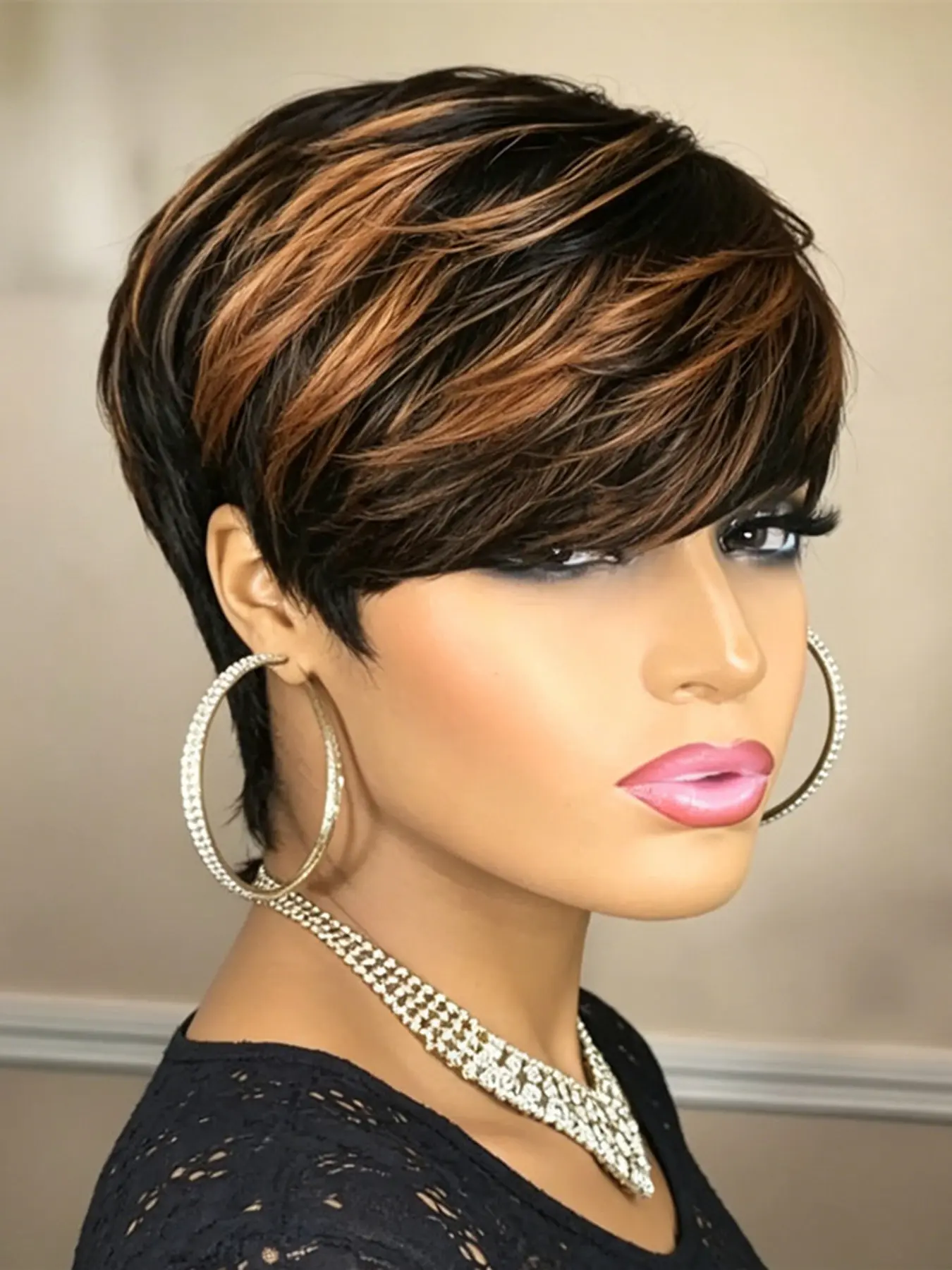 1b30 Color Pixie Cut Wig, Human Hair Wig, Short Straight Pixie Cut Wig for Women, Daily Party Cosplay Use, Human Hair Pixie Wig, Fashion Wig