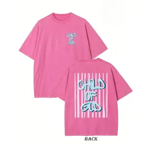 Christian Child Of God Graphic T-Shirt Unisex Vintage Mineral Wash Tee, Groovy Bubble Letter Pink Top, Retro Y2K Aesthetic Gift