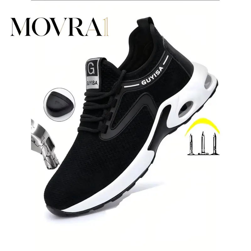 MOVRA1 Men's Low Top Steel Toe Safety Walking Shoes - Flying Woven Mesh, Soft Sole, Anti-Puncture, Lightweight, Non-Industrial Work Footwear Construction Workers