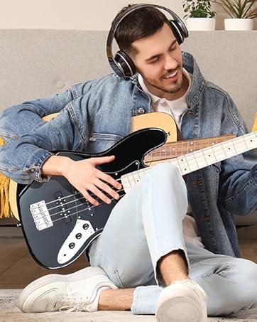 GLARRY Bass Guitar Full Size 4 String Exquisite Stylish Bass with Guitar Bag Power Line and Wrench Tool