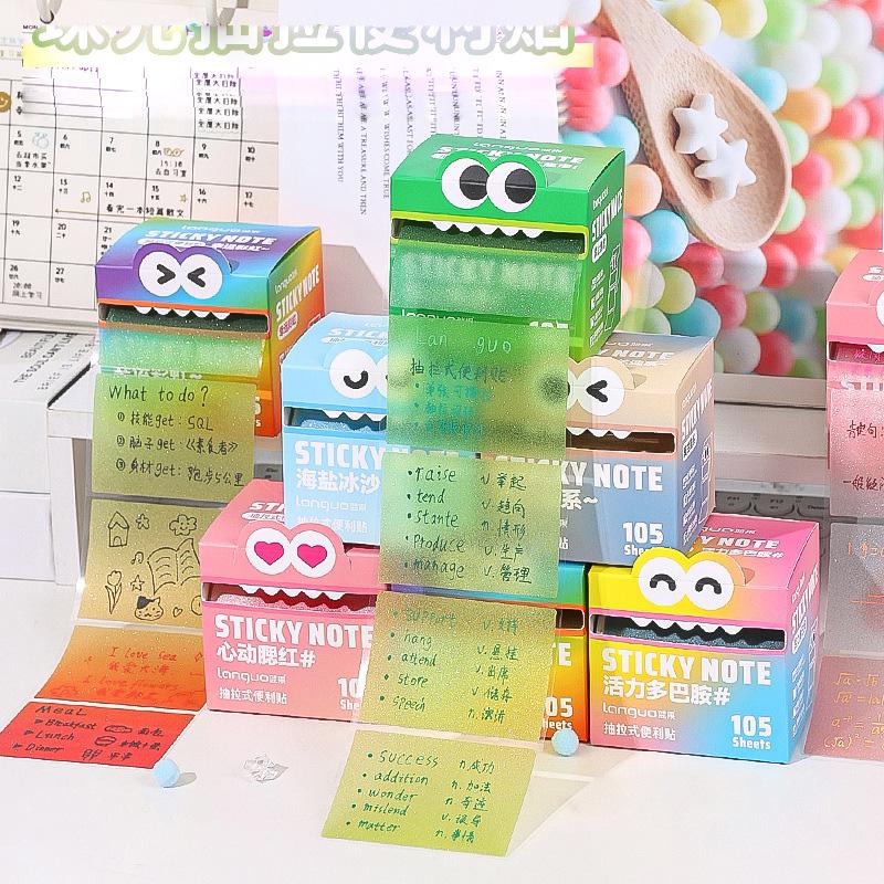 Random Color Cute Monster Pattern Sticky Note, 105pcs/box Creative Multi-purpose Sticky Note, Sticky Memo Pad for Home School Office