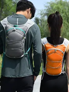 1pc Racing running water bag backpack, breathable mesh shoulder straps+elastic rope compartment, can fix the kettle, adjustable straps in multiple levels, suitable for long-distance running, outdoor hiking, and fitness night running.