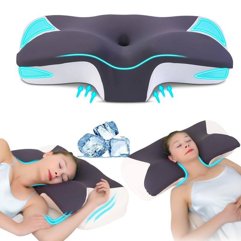 Extra-wide, oversized neck pillow High-quality supportive memory foam pillow Two heights available Washable, breathable pillowcase Enlarged armrest area for Side Sleep Stomach Sleeping and Back Sleepers