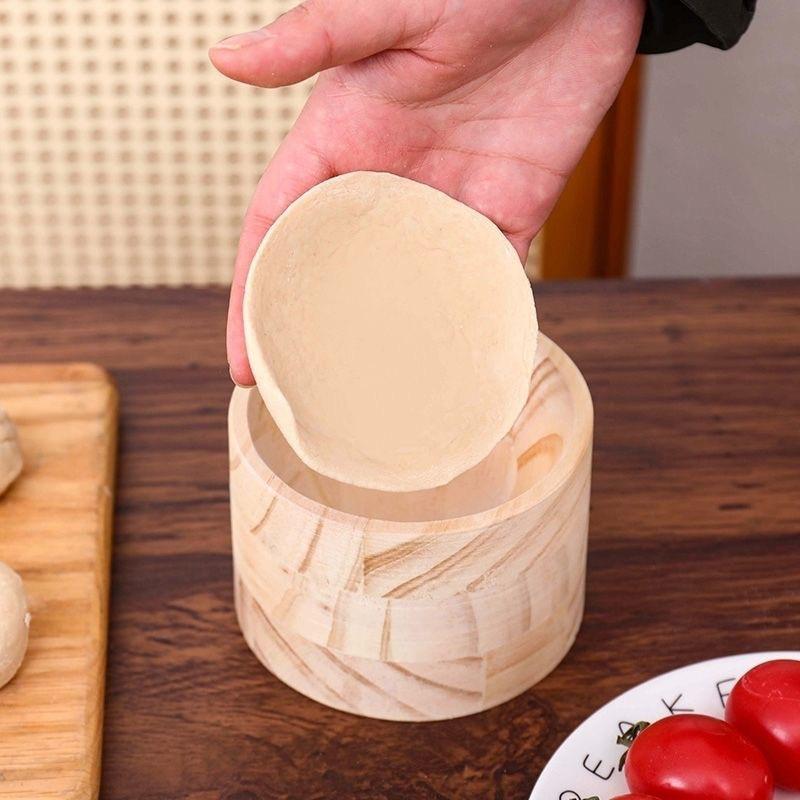 1pc Wooden Dumpling Maker with Roller Ball, Manual Kitchen Tool for Perfect Round Dumplings, Natural Wood, No Electricity Needed