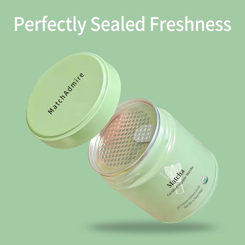 MatchAdmire Premium First Harvest USDA Certified Organic Green Tea Matcha Powder, Rich Flavor, 100% Vegan with No Fillers, Radiation-Free (50g Culinary Grade Matcha)