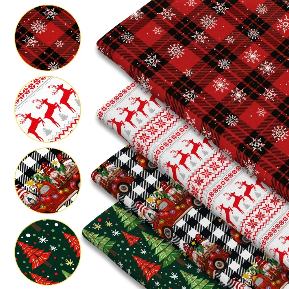 1 piece of Christmas-print fabric—59 x 19.68 inches (150 x 50 cm) of pre-cut polyester fabric featuring reindeer, snowflakes, and Christmas trees—perfect for DIY sewing, scrapbooking, tablecloths, and crafts