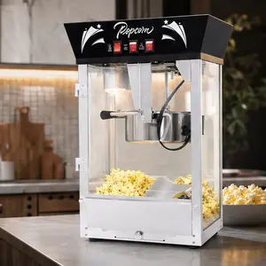 ARCH Commercial Popcorn Maker Machine 12 Ounce Kettle Stainless Steel Countertop Popper with Tempered Glass Warming Deck 850W for Home Theater Parties Events Black, Black Color Options, Stainless Steel Material, Product Dimensions: 13.00 W x 14.76