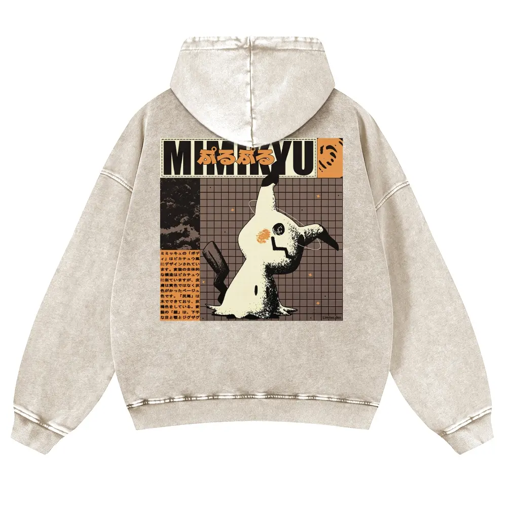 Unisex Mimikyu grid Japanese‑manga magazine collage noise print art Graphic Washed hoodie Personalized Pattern Y2k Clothing Round Neck Washed hoodie,Women's Clothing 100% Cotton, Menswear, Top, Vintage Style,Summer Casual Oversized