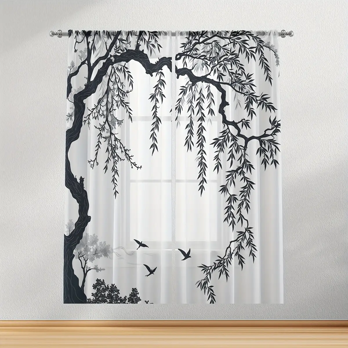 JIT: Packaged in 2 pieces, mysterious, ancient, semi-transparent polyester fiber material, rod-mounted window screens, suitable for all-season home window decoration, kitchen, living room, bedroom, dining room, studio, coffee shop, art museum doors and wi