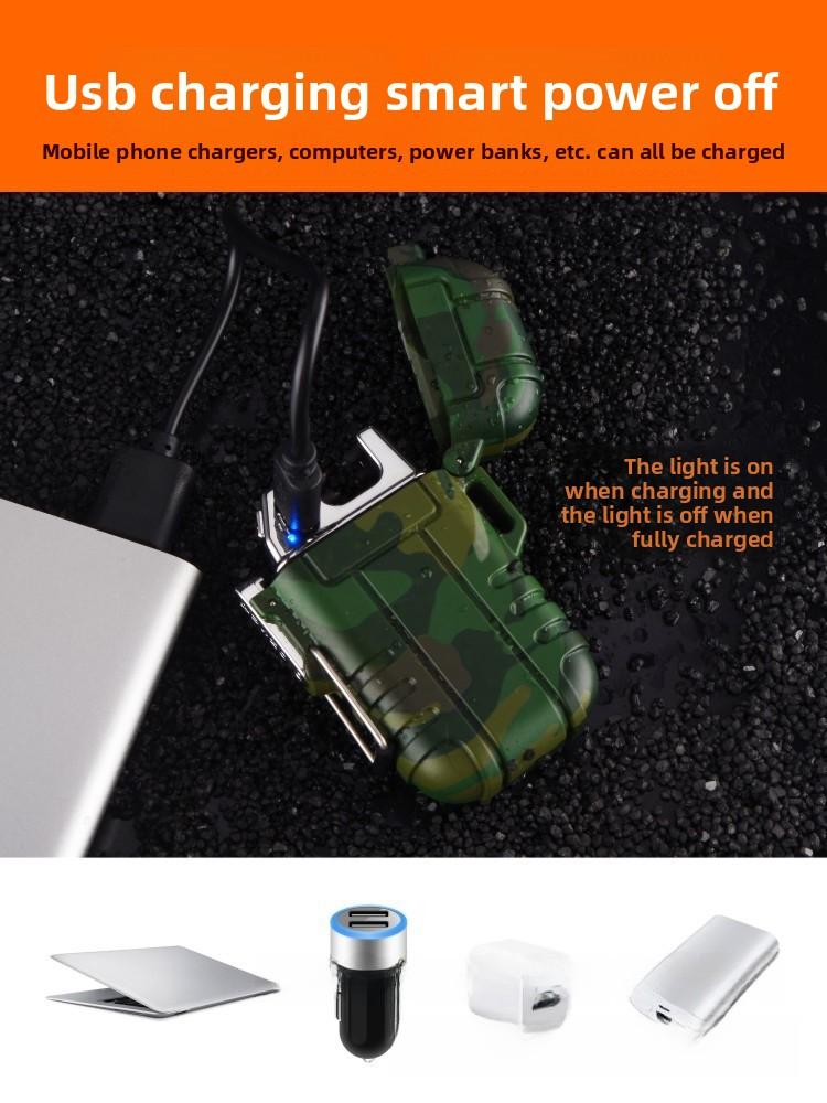 Flamingo F12 Waterproof Dual Arc Outdoor Camping Windproof Lighter USB Rechargeable Lighter