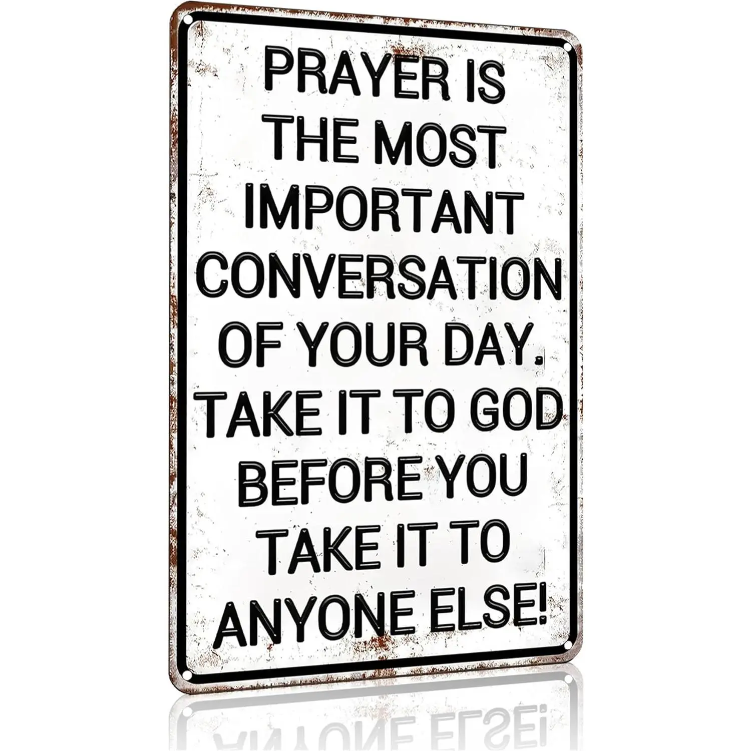 Smilelife Christian Gifts for Men Women Prayer Is The Most Important Conversation of Your Day Vintage Tin Sign Religious Metal Wall Art for Home Church Prayer Room Office Chapel Decor 8x12 Inch(3167)