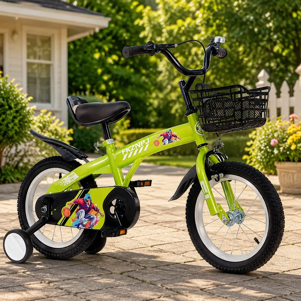 ARCH 18 Inch Kids Bike with Training Wheels, Adjustable Seat & Handlebar, Durable Steel Frame, Coaster & V Brakes, for Boys Girls Ages 5-10 Years, 45-57 Inch Height, Green Iron Plastic Outdoor Bicycle for Park Neighborhood Riding, Green Color Options