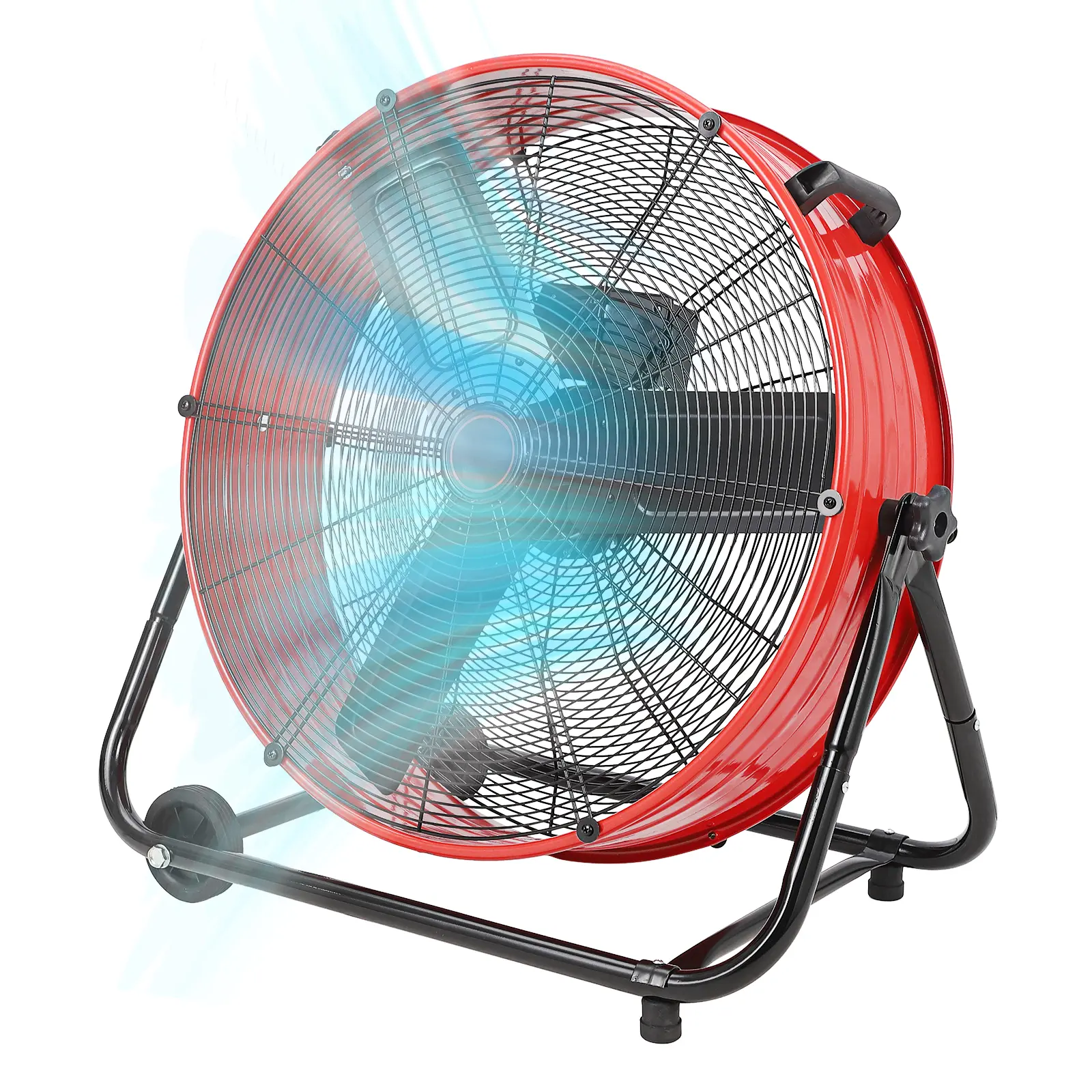 24'' Industrial Floor Fan, Heavy Duty Industrial 360° Floor Fan w/ Adjustable 3 Speed 4800-8800 CFM Cooling, for Commercial Space Garage, Metal Blades