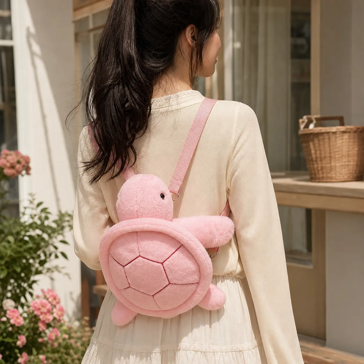 Kids' Cute Look Stuffed Animal Plush Backpack - 2-in-1 Dual Carry Shoulder Crossbody Plushies Daypack Bag, Soft PP Doll Bag for Kids Travel Gift, Unisex