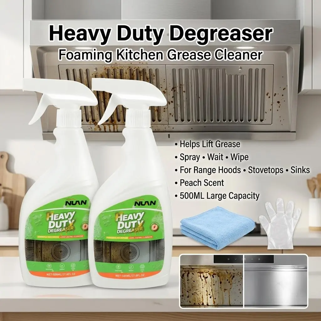 NUAN Heavy Duty Household Degreaser Spray - Fast-Cleaning Solution for Stove Tops, Range Hoods - Model MY0522, For Range Hoods