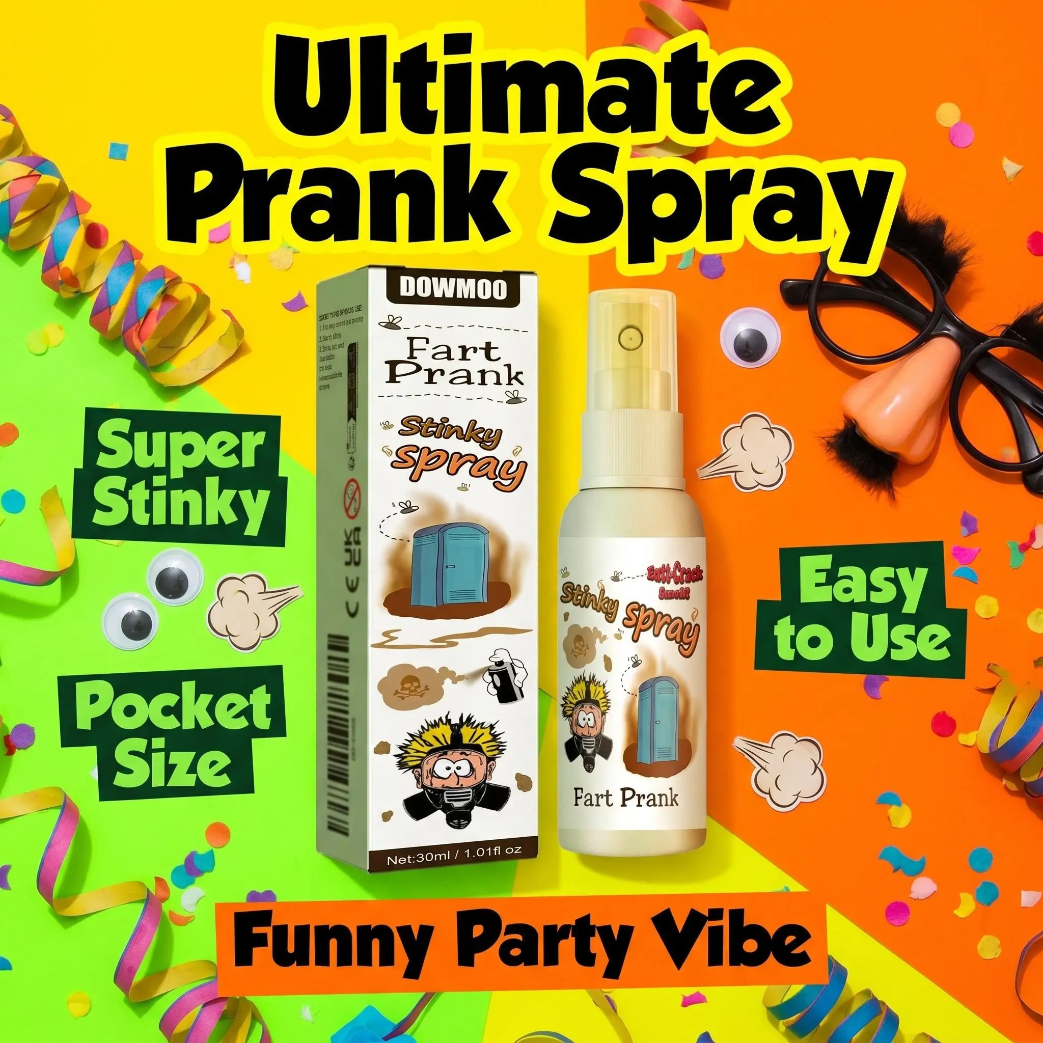 30ML Portable Stink Prank Spray, Concentrated Liquid Flatulence Joke Aerosol, April Fools Halloween Party Pranks, Fun Gift Idea
