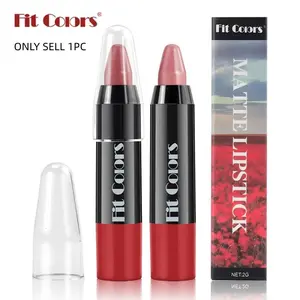 1PC Fit Colors Matte Lipstick Crayon, 6 Nude Shades, Velvet Finish, Long-Lasting, Non-Drying, Smudge-Proof, High Pigment Lip Color, for Daily & Occasion Makeup, Lipstick Pen, Lip Crayon