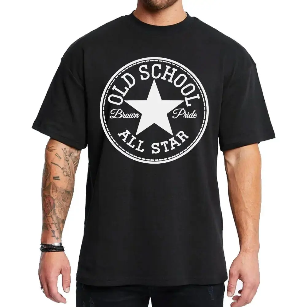 Old school all star Chicano Clothing T-Shirt, Hiphop Mexican Clothes, Lowrider Clothes, Oversized Graphic Tee for Men & Women