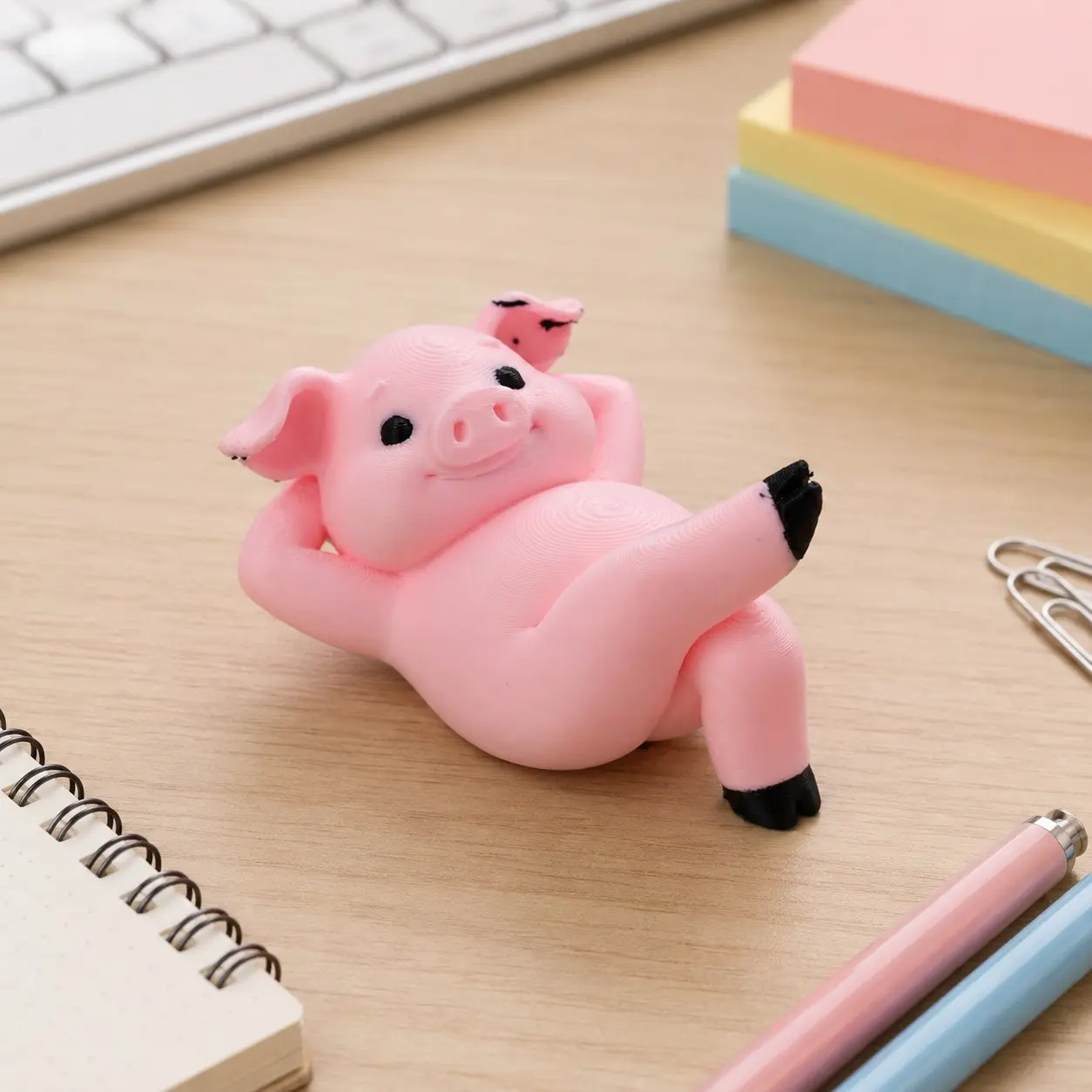 Lazy Pig Desktop Decor, Relaxing Pose with Hooves, Perfect for Bedroom, Office, Living Room, Humorous Gift Idea