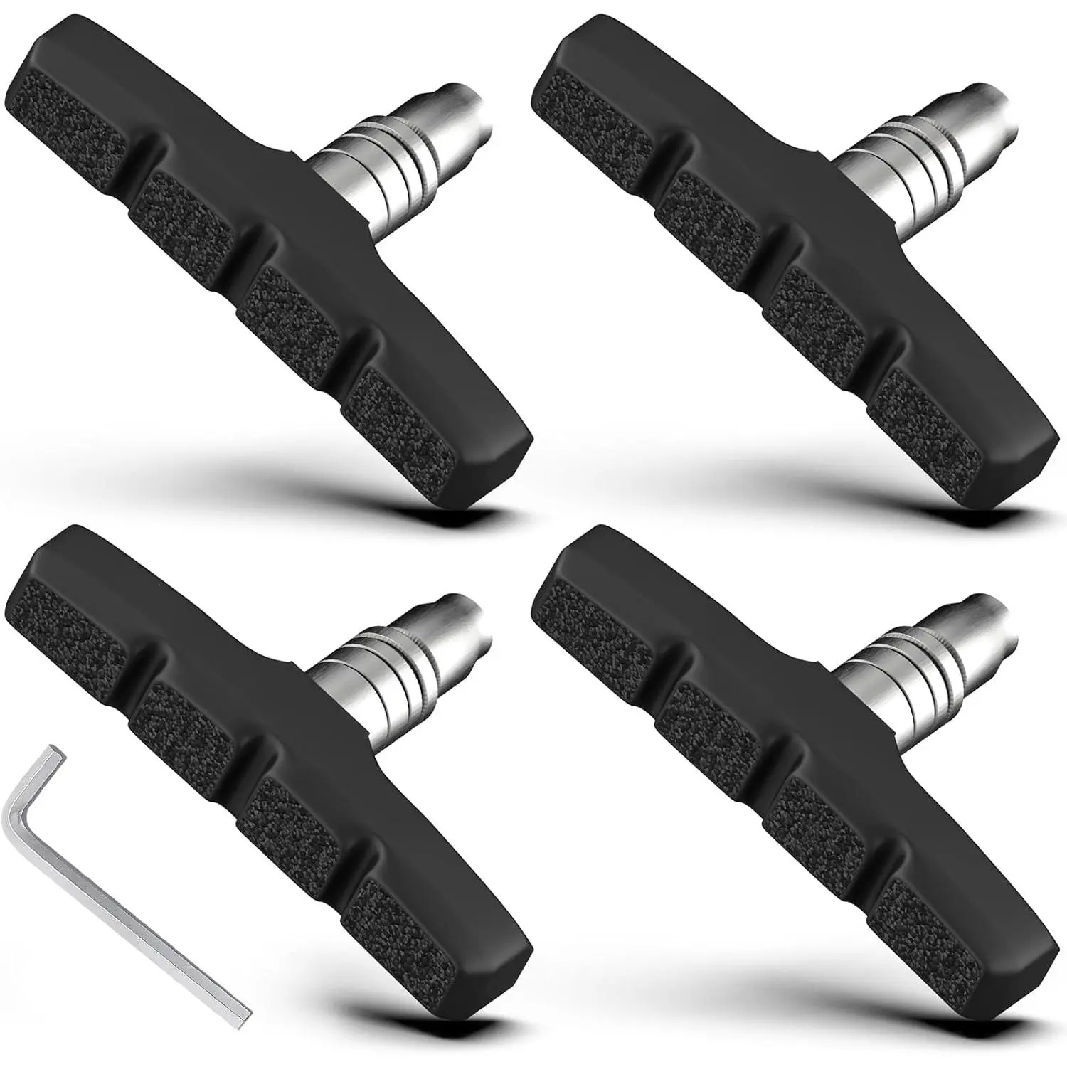 Bike Brake Pads, 70mm Universal V Brake Pads, 4PCS Mountain Bike Brake Pads Set with Allen Wrench, Compatible with Cruiser Road BMX Hybrid Folding Bikes, Bicycle Brakes Replacement