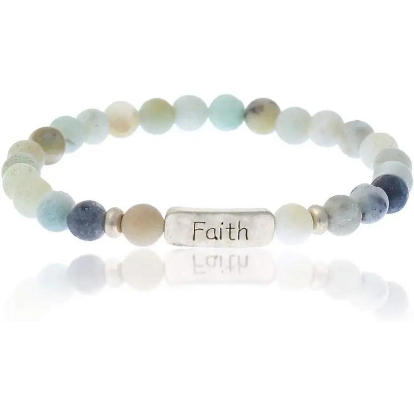 Inspirational Bracelets for Women – Faith Bracelet –  Stone Stretch Message Bracelet –  Box Included -