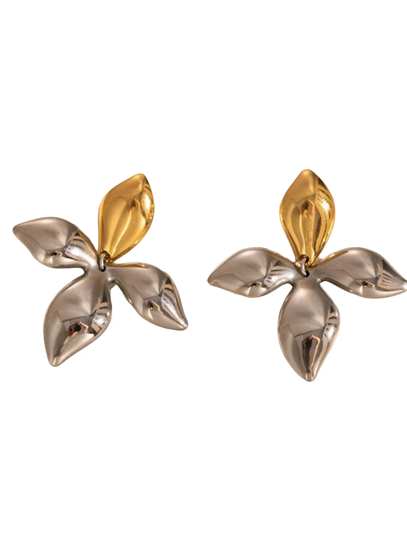 316L Stainless Steel Orchid Petal Earrings, Silver Color and, Hypoallergenic, Fade-Resistant, Elegant Jewelry for Women