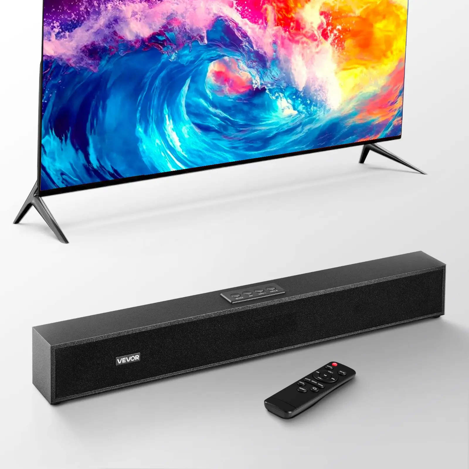 VEVOR Sound Bar for Smart TV, 2.0 Channel, 24-Inch Compact Soundbar TV Speakers for Projector, Bluetooth AUX Connection, Remote Control, Easy Setup, 80W Surround Sound System for PC Home Theater Audi