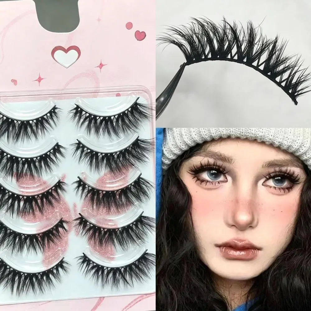 Mixed-Race Look Cosmetic False Upper Eyelashes, Lightweight Fluffy Wild Volume Faux Lashes, Deepens Eyes for Grunge Smoky Eye Makeup, Gift for Daily/Clubwear Use, Grunge Look, Layered Strands, Reusability, Soft Fiber