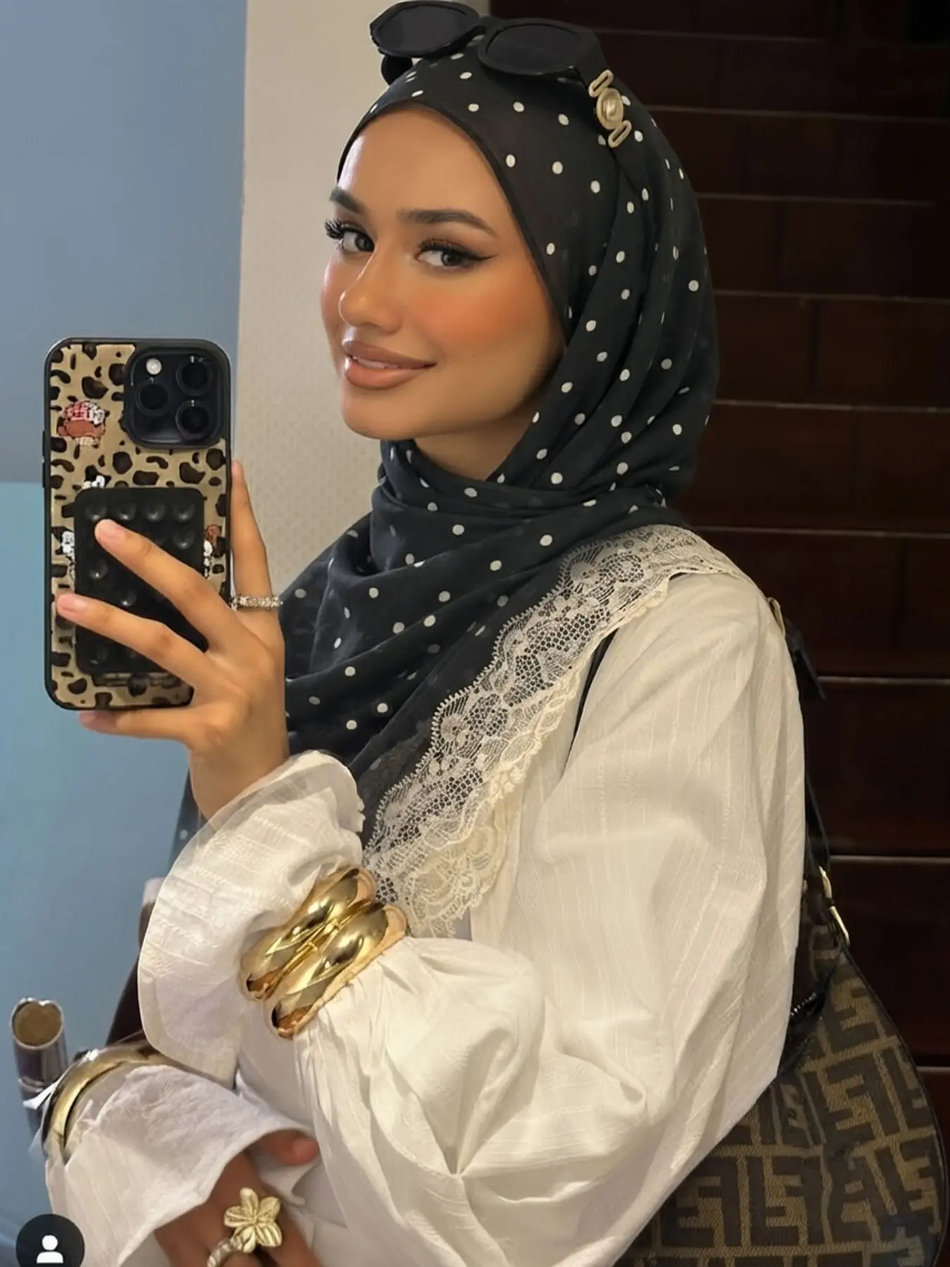 Premium Modesty Hijab with Polka Dot Lace Trim, Ultra-Soft Lightweight Design, Perfect for Daily Wear, Durable and Versatile Fashionable Modest Accessory